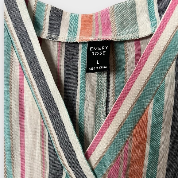 Emery Rose Striped Print Batwing Sleeve Tunic Dress - Picture 5 of 11